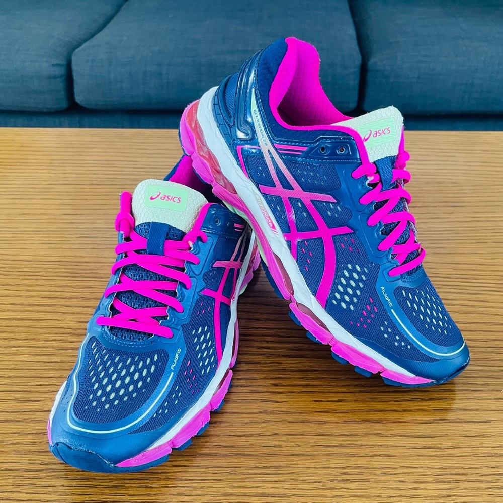 ASICS Gel Kayano 22 Fluid Ride-Navy/ Pink-T597N Women's Size 8 25CM